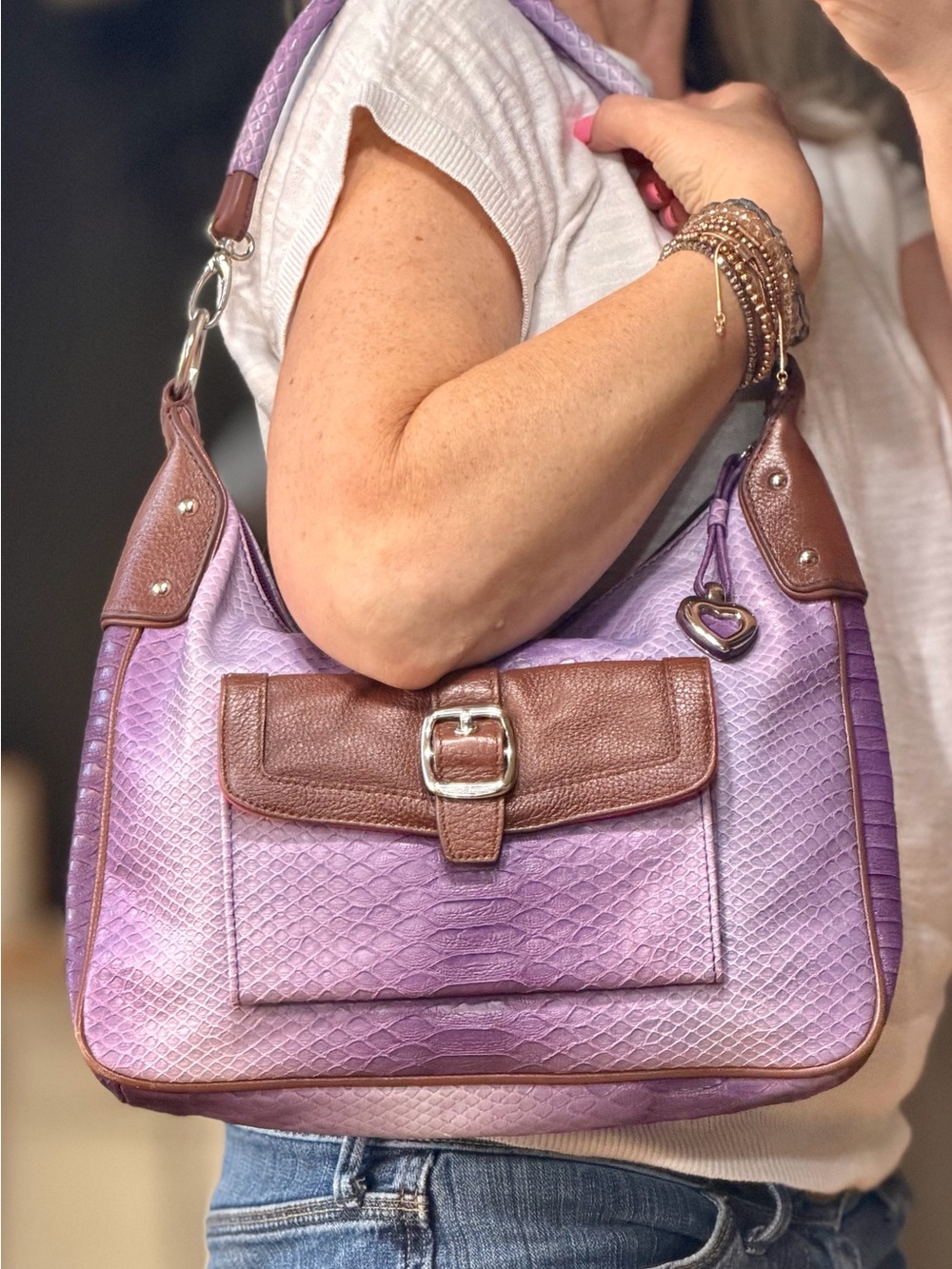 Sharif Studio Vintage Y2K Boho Ombre Python Embossed Leather‎ Hobo Bag GUC